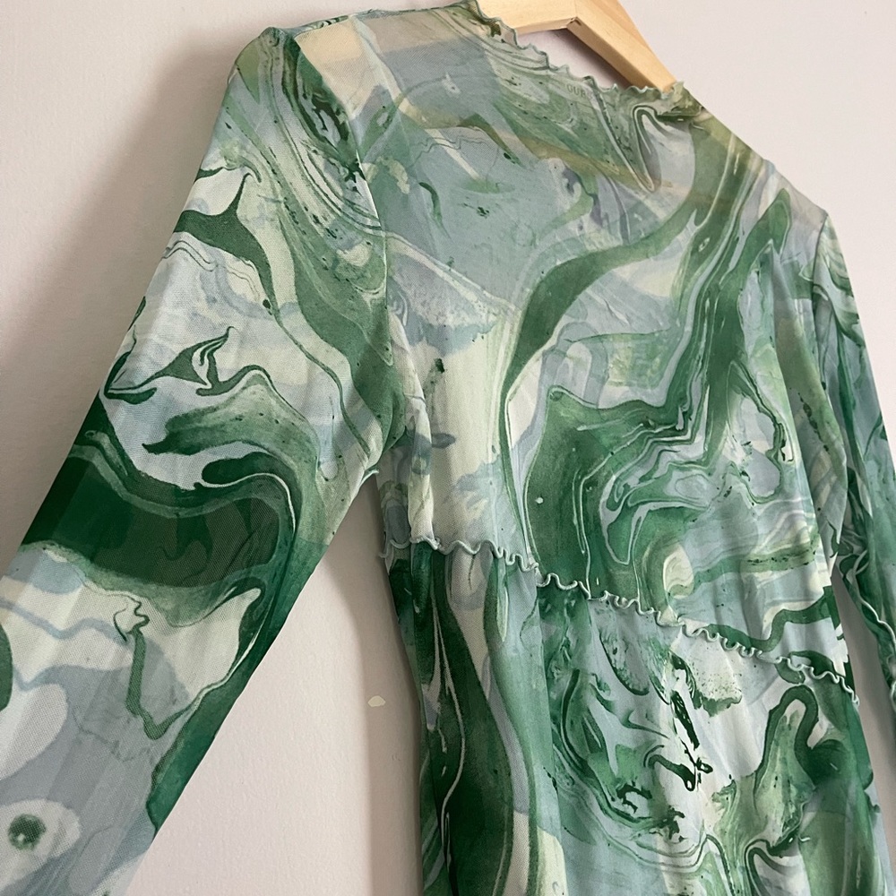 Long-Sleeve Green Marble Dress by Guess